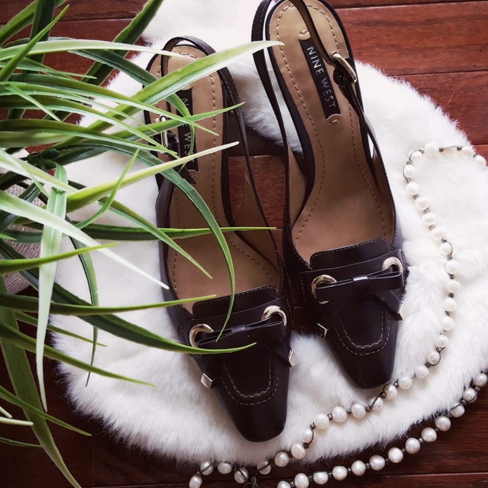 Nine West | Leather Bow Heels | Brown